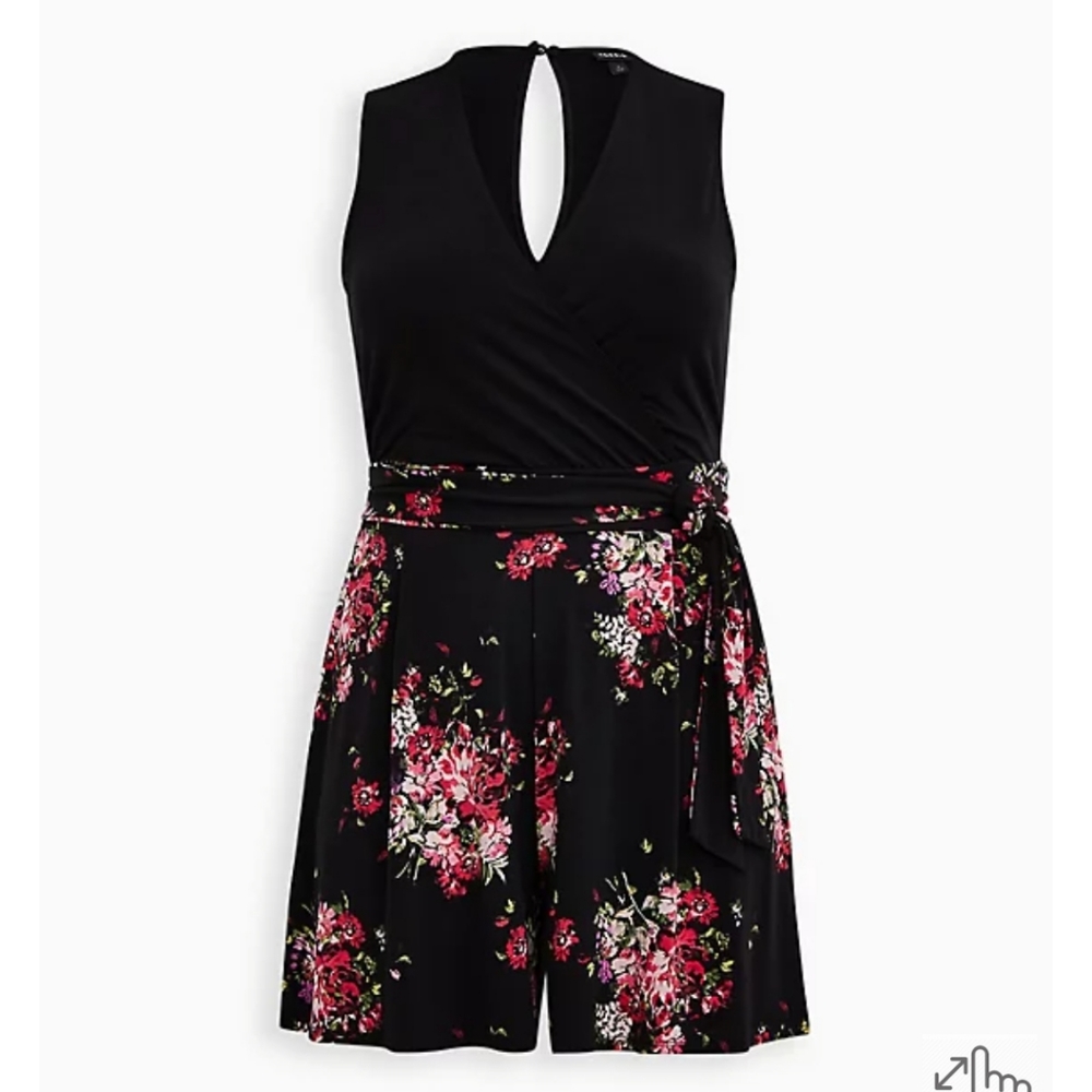 Floral and black romper